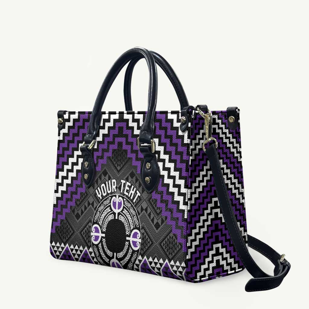 Personalised Aotearoa Niho Taniwha Motif Leather Bag Violet Style - Aussie Hoodie
