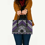 Personalised Aotearoa Niho Taniwha Motif Leather Bag Violet Style - Aussie Hoodie