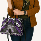 Personalised Aotearoa Niho Taniwha Motif Leather Bag Violet Style - Aussie Hoodie