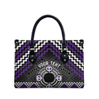 Personalised Aotearoa Niho Taniwha Motif Leather Bag Violet Style - Aussie Hoodie