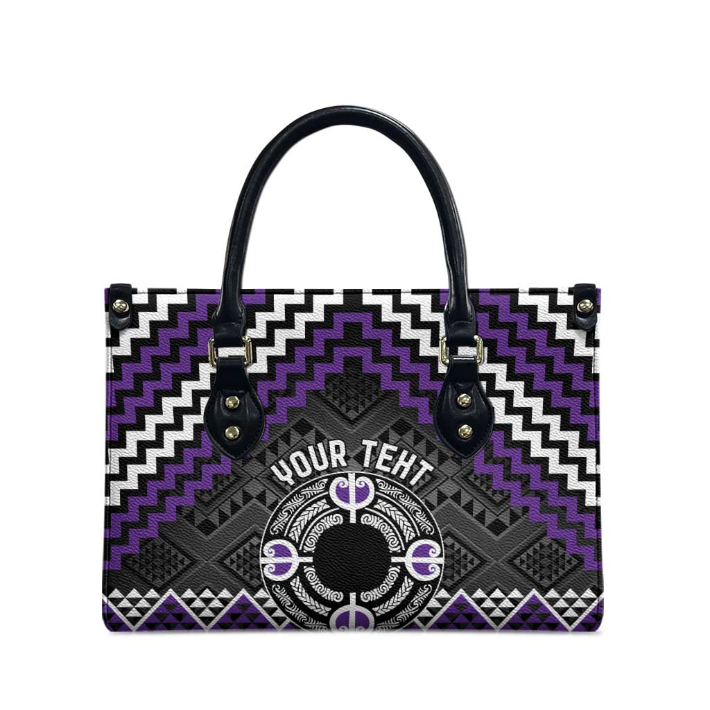 Personalised Aotearoa Niho Taniwha Motif Leather Bag Violet Style - Aussie Hoodie