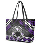 Personalised Aotearoa Niho Taniwha Motif Leather Tote Bag Violet Style