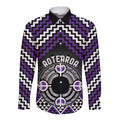 Personalised Aotearoa Niho Taniwha Motif Long Sleeve Button Shirt Violet Style
