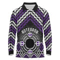 Personalised Aotearoa Niho Taniwha Motif Long Sleeve Polo Shirt Violet Style