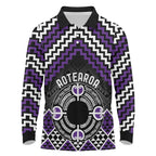 Personalised Aotearoa Niho Taniwha Motif Long Sleeve Polo Shirt Violet Style