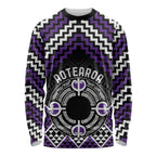 Personalised Aotearoa Niho Taniwha Motif Long Sleeve Shirt Violet Style