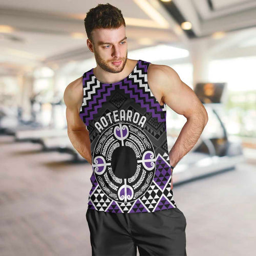 Personalised Aotearoa Niho Taniwha Motif Men Tank Top Violet Style