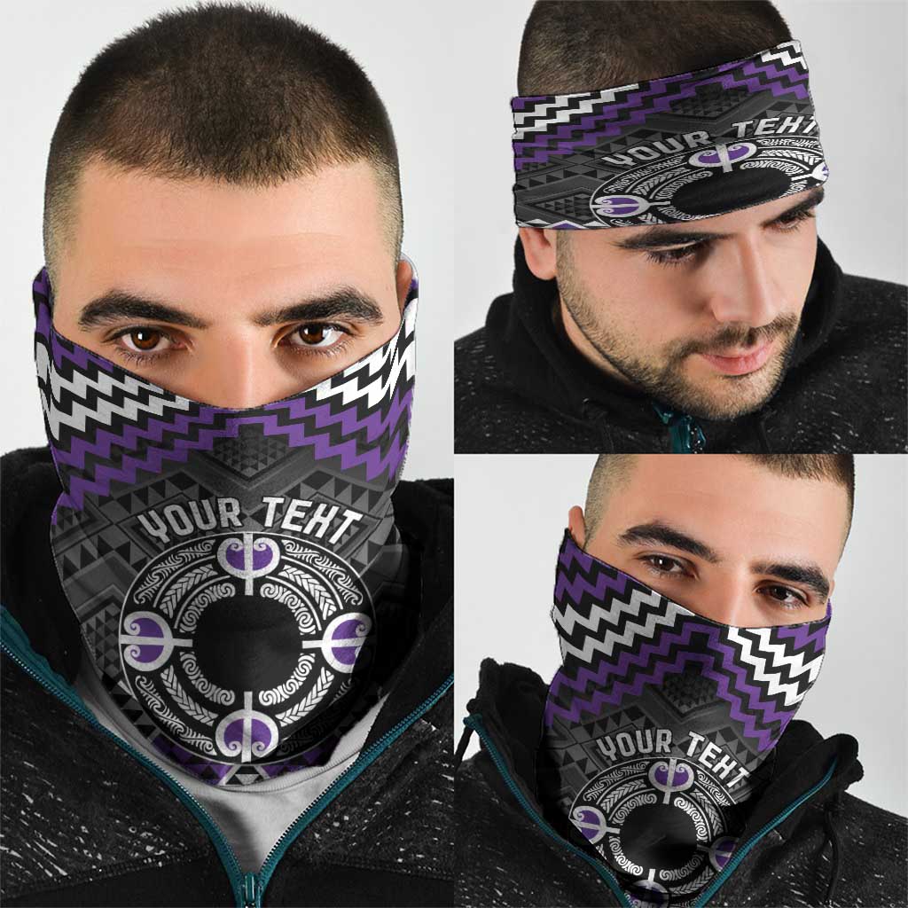 Personalised Aotearoa Niho Taniwha Motif Neck Gaiter Violet Style - Aussie Hoodie
