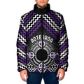 Personalised Aotearoa Niho Taniwha Motif Padded Jacket Violet Style - Aussie Hoodie