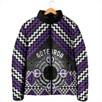 Personalised Aotearoa Niho Taniwha Motif Padded Jacket Violet Style - Aussie Hoodie