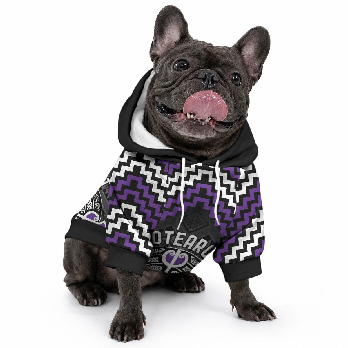 Personalised Aotearoa Niho Taniwha Motif Pet Hoodie Violet Style