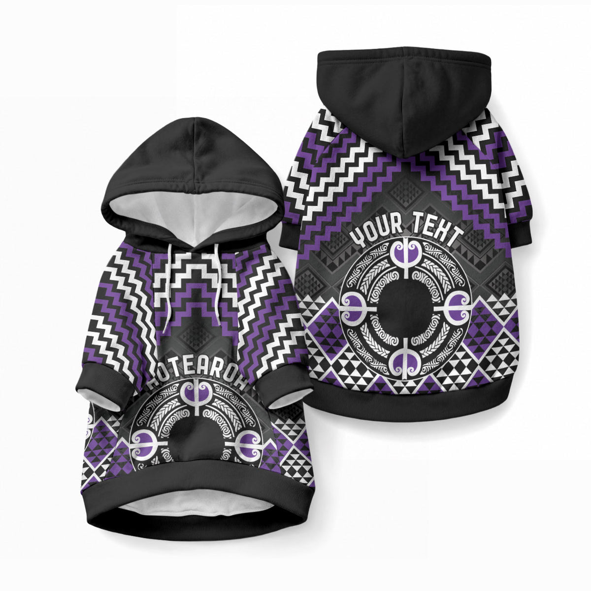 Personalised Aotearoa Niho Taniwha Motif Pet Hoodie Violet Style