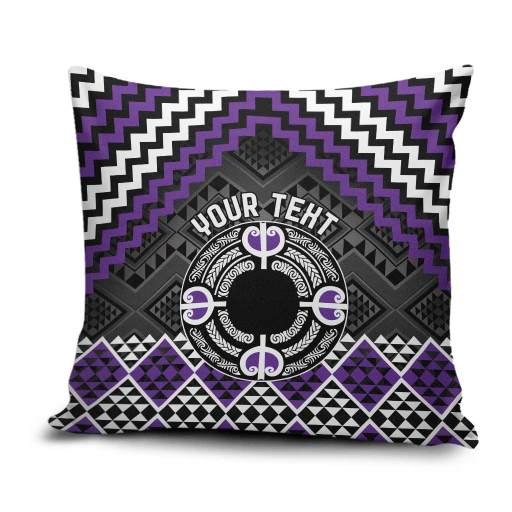 Personalised Aotearoa Niho Taniwha Motif Pillow Cover Violet Style - Aussie Hoodie