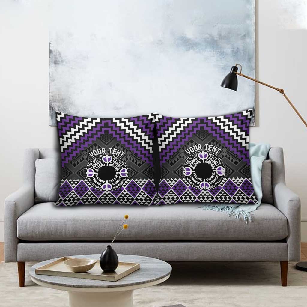 Personalised Aotearoa Niho Taniwha Motif Pillow Cover Violet Style - Aussie Hoodie