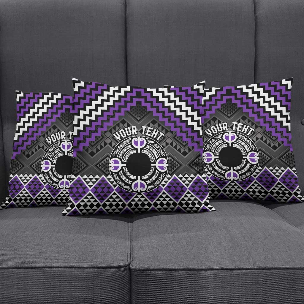 Personalised Aotearoa Niho Taniwha Motif Pillow Cover Violet Style - Aussie Hoodie