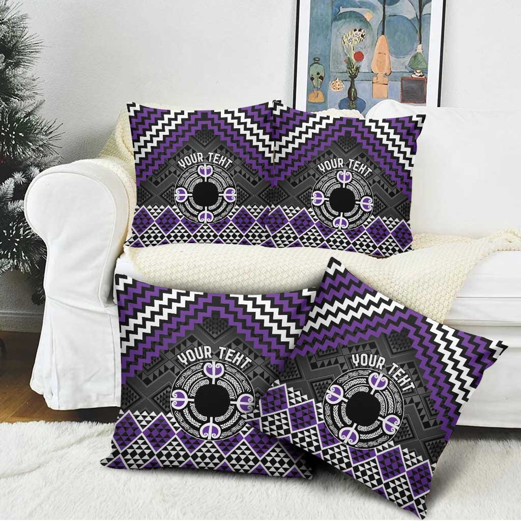 Personalised Aotearoa Niho Taniwha Motif Pillow Cover Violet Style - Aussie Hoodie