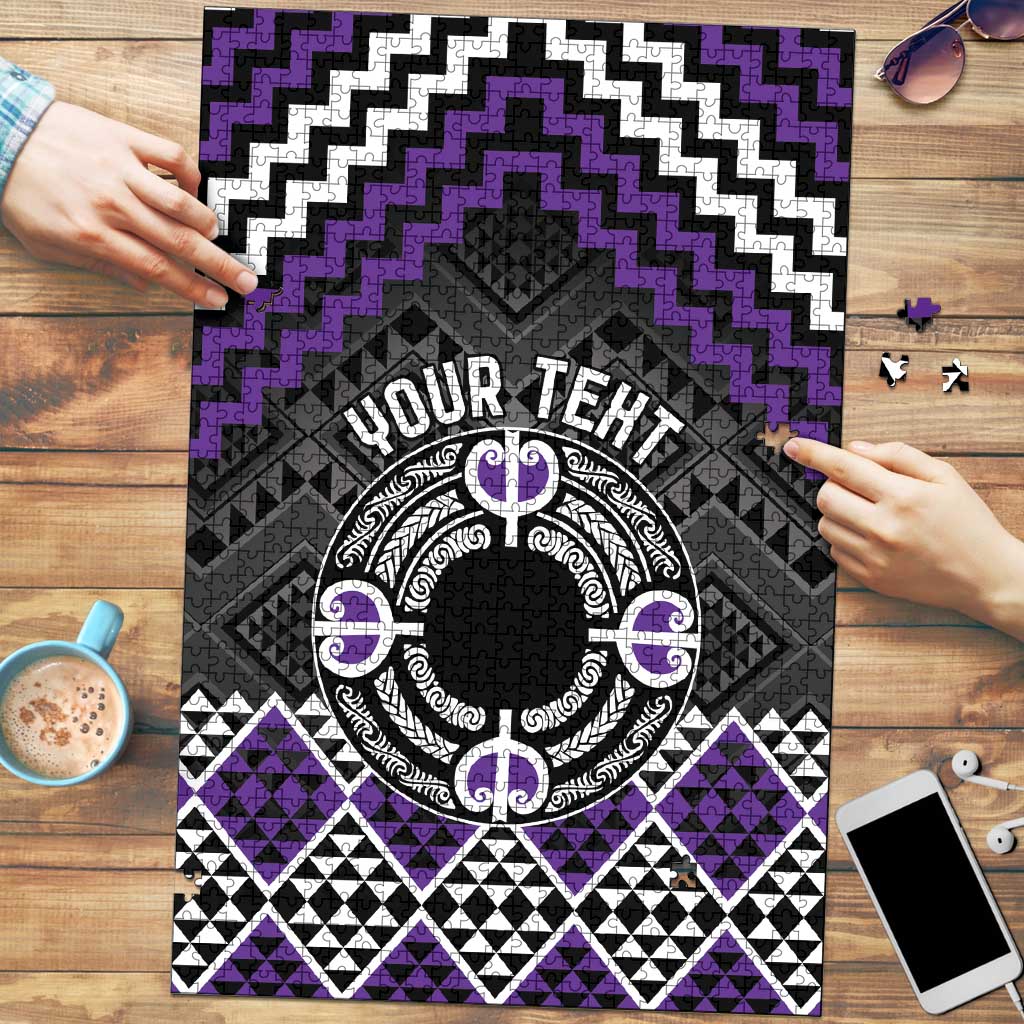 Personalised Aotearoa Niho Taniwha Motif Puzzle Violet Style - Aussie Hoodie