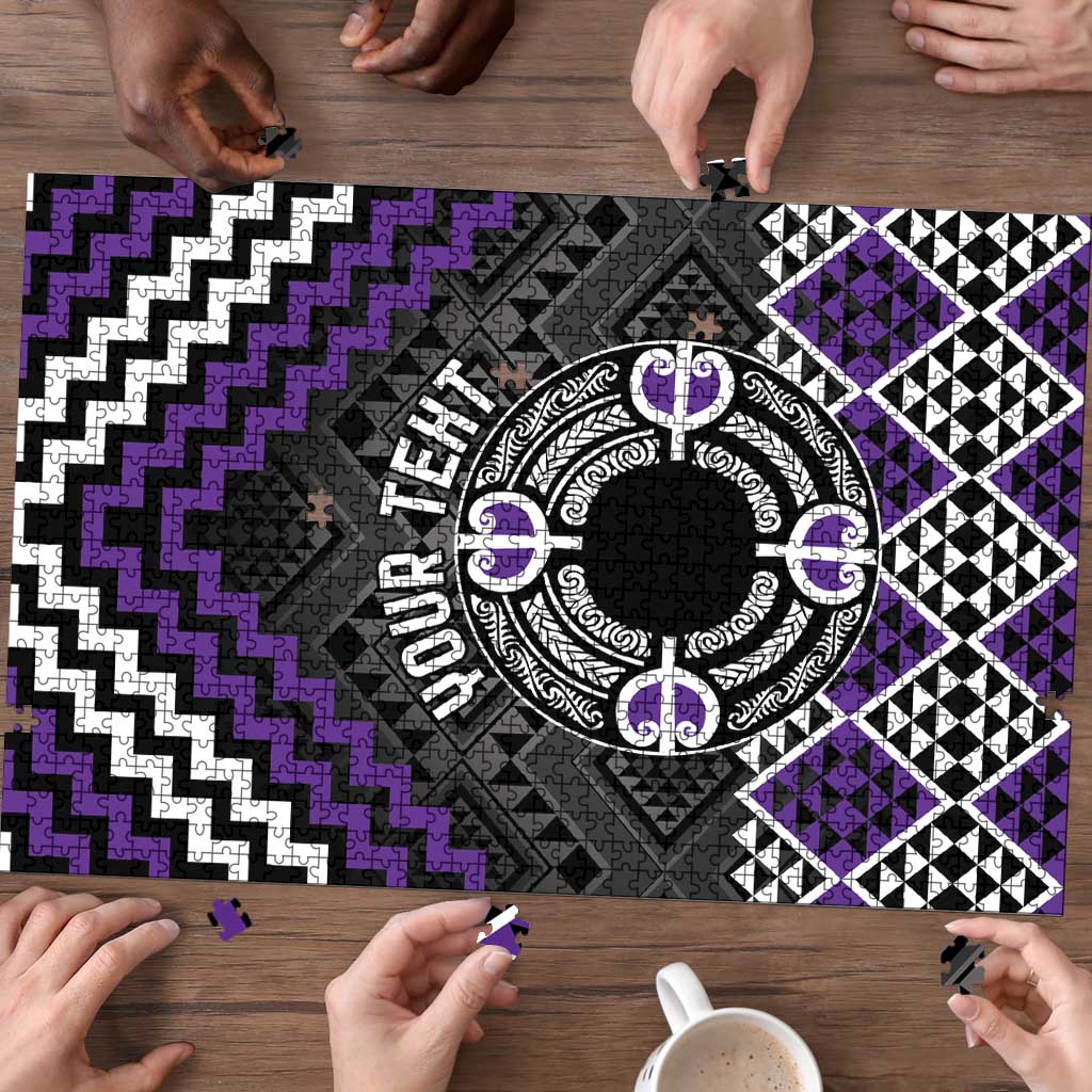 Personalised Aotearoa Niho Taniwha Motif Puzzle Violet Style - Aussie Hoodie