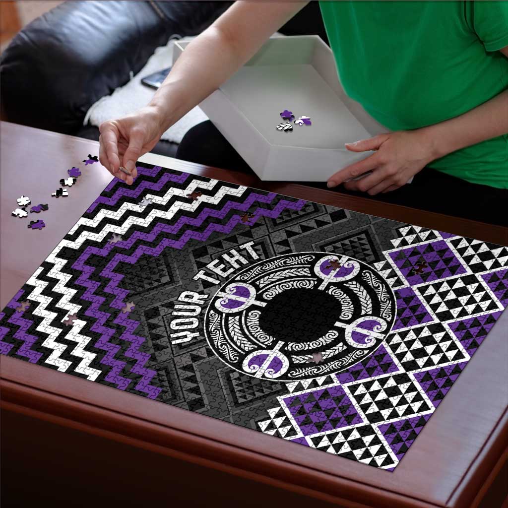 Personalised Aotearoa Niho Taniwha Motif Puzzle Violet Style - Aussie Hoodie