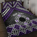 Personalised Aotearoa Niho Taniwha Motif Quilt Bed Set Violet Style
