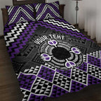Personalised Aotearoa Niho Taniwha Motif Quilt Bed Set Violet Style