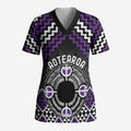 Personalised Aotearoa Niho Taniwha Motif Scrub Top Violet Style - Aussie Hoodie