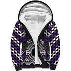 Personalised Aotearoa Niho Taniwha Motif Sherpa Hoodie Violet Style
