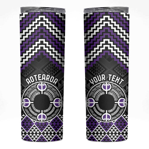 Personalised Aotearoa Niho Taniwha Motif Skinny Tumbler Violet Style