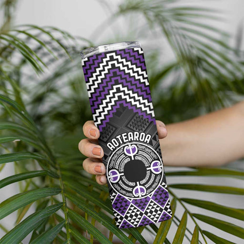 Personalised Aotearoa Niho Taniwha Motif Skinny Tumbler Violet Style
