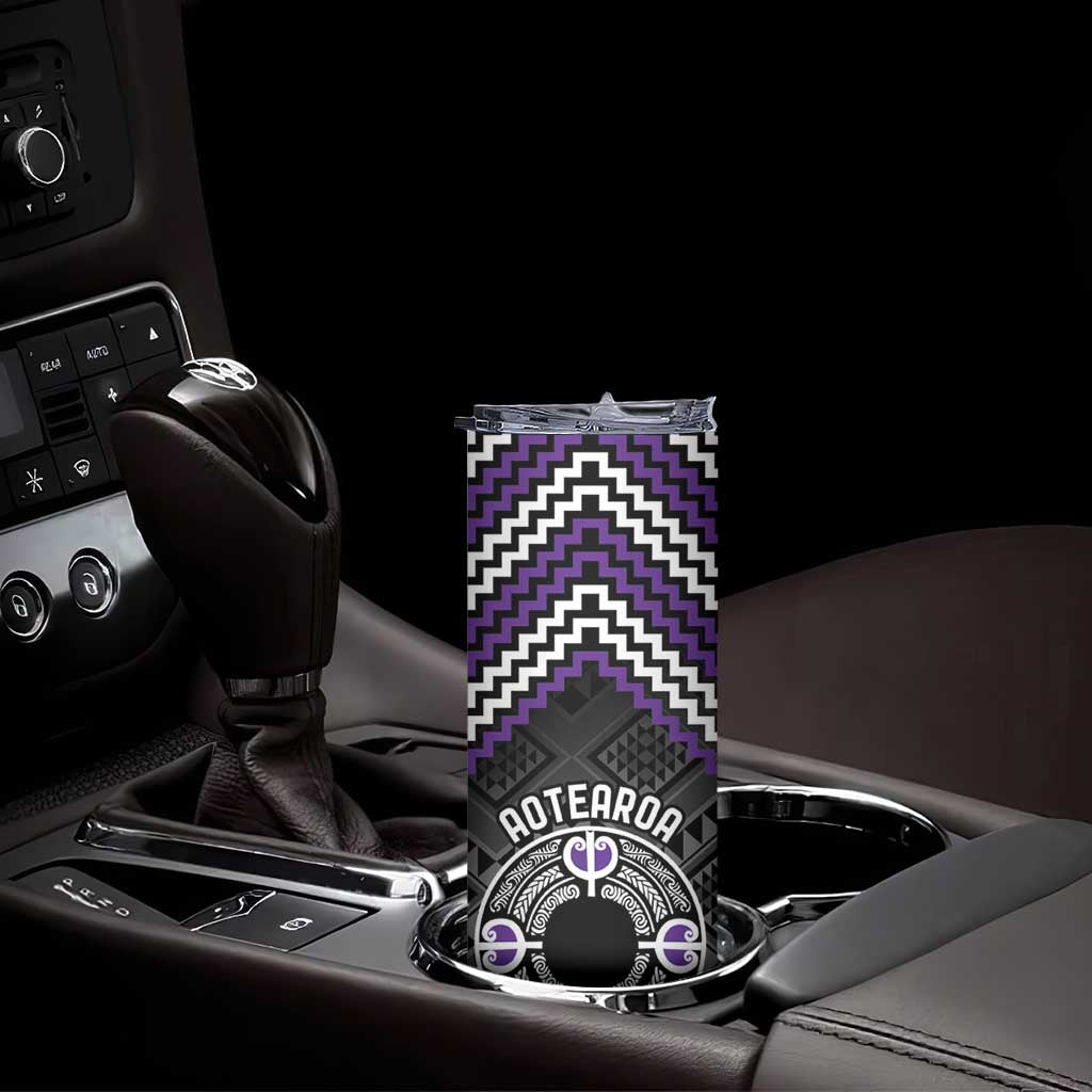 Personalised Aotearoa Niho Taniwha Motif Skinny Tumbler Violet Style