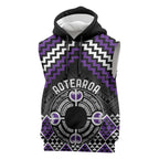 Personalised Aotearoa Niho Taniwha Motif Sleeveless Hoodie Violet Style - Aussie Hoodie