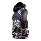 Personalised Aotearoa Niho Taniwha Motif Sleeveless Hoodie Violet Style - Aussie Hoodie