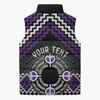 Personalised Aotearoa Niho Taniwha Motif Sleeveless Puffer Jacket Violet Style - Aussie Hoodie