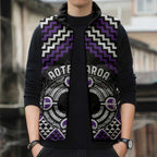 Personalised Aotearoa Niho Taniwha Motif Sleeveless Puffer Jacket Violet Style - Aussie Hoodie