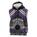 Personalised Aotearoa Niho Taniwha Motif Sleeveless Zip Hoodie Violet Style LT9