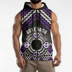 Personalised Aotearoa Niho Taniwha Motif Sleeveless Zip Hoodie Violet Style LT9