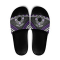 Personalised Aotearoa Niho Taniwha Motif Slide Sandals Violet Style - Aussie Hoodie