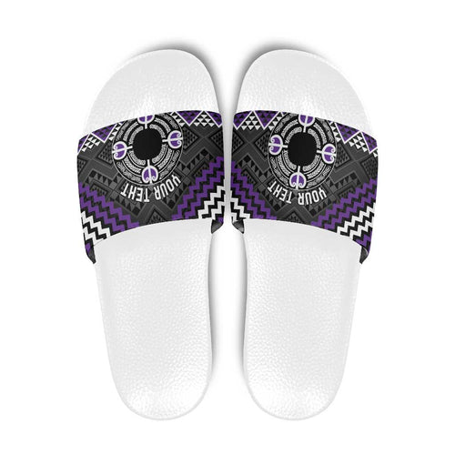 Personalised Aotearoa Niho Taniwha Motif Slide Sandals Violet Style - Aussie Hoodie