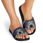 Personalised Aotearoa Niho Taniwha Motif Slide Sandals Violet Style - Aussie Hoodie