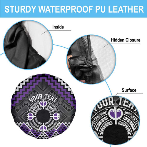 Personalised Aotearoa Niho Taniwha Motif Spare Tire Cover Violet Style