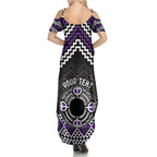 Personalised Aotearoa Niho Taniwha Motif Summer Maxi Dress Violet Style