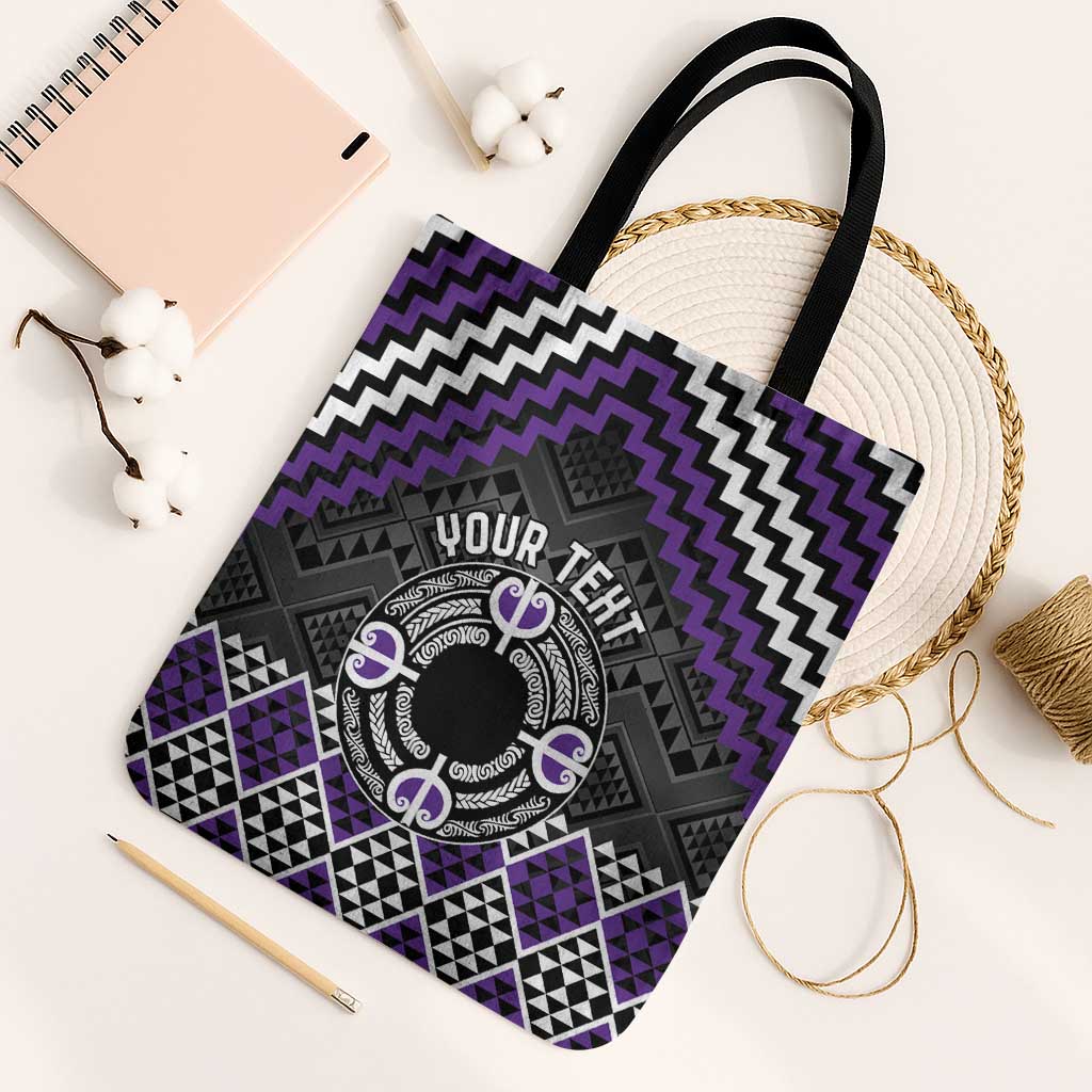 Personalised Aotearoa Niho Taniwha Motif Tote Bag Violet Style - Aussie Hoodie