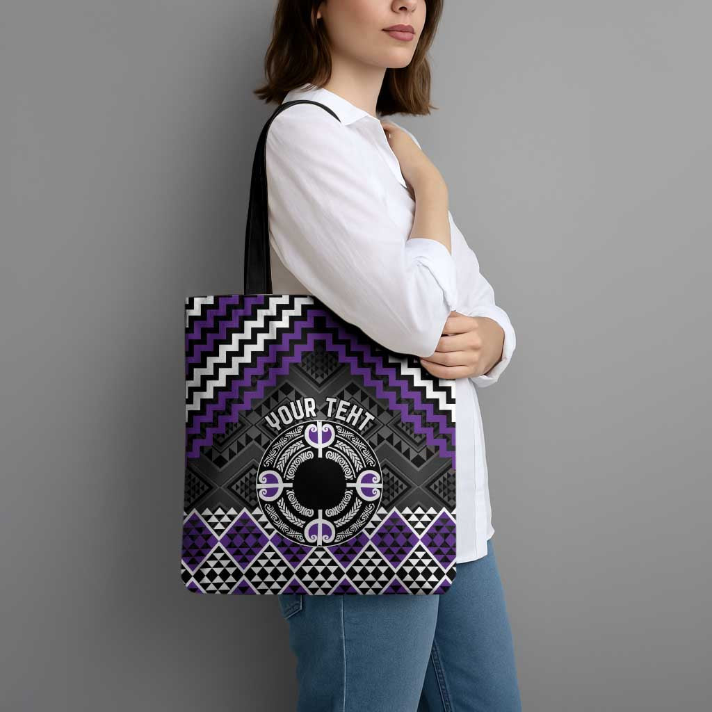 Personalised Aotearoa Niho Taniwha Motif Tote Bag Violet Style - Aussie Hoodie