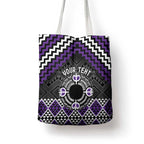 Personalised Aotearoa Niho Taniwha Motif Tote Bag Violet Style - Aussie Hoodie