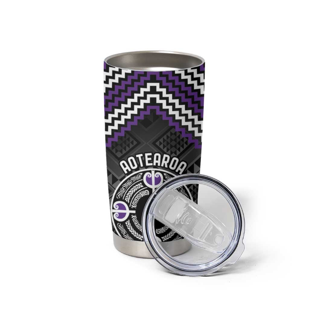 Personalised Aotearoa Niho Taniwha Motif Tumbler Cup Violet Style