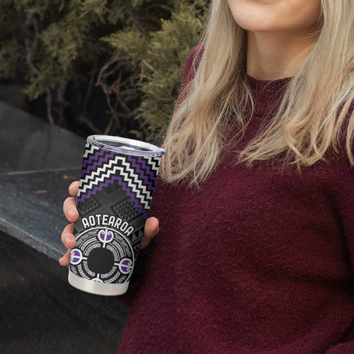 Personalised Aotearoa Niho Taniwha Motif Tumbler Cup Violet Style