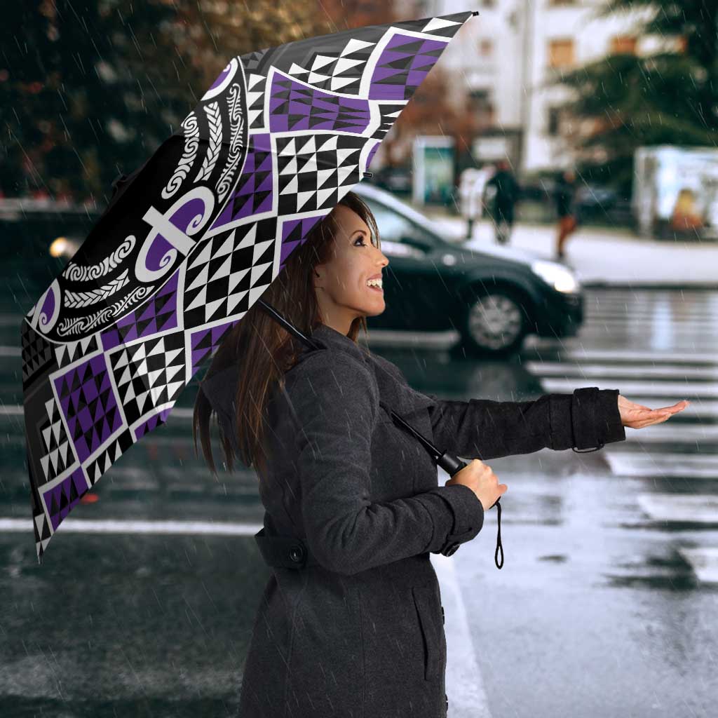Personalised Aotearoa Niho Taniwha Motif Umbrella Violet Style - Aussie Hoodie