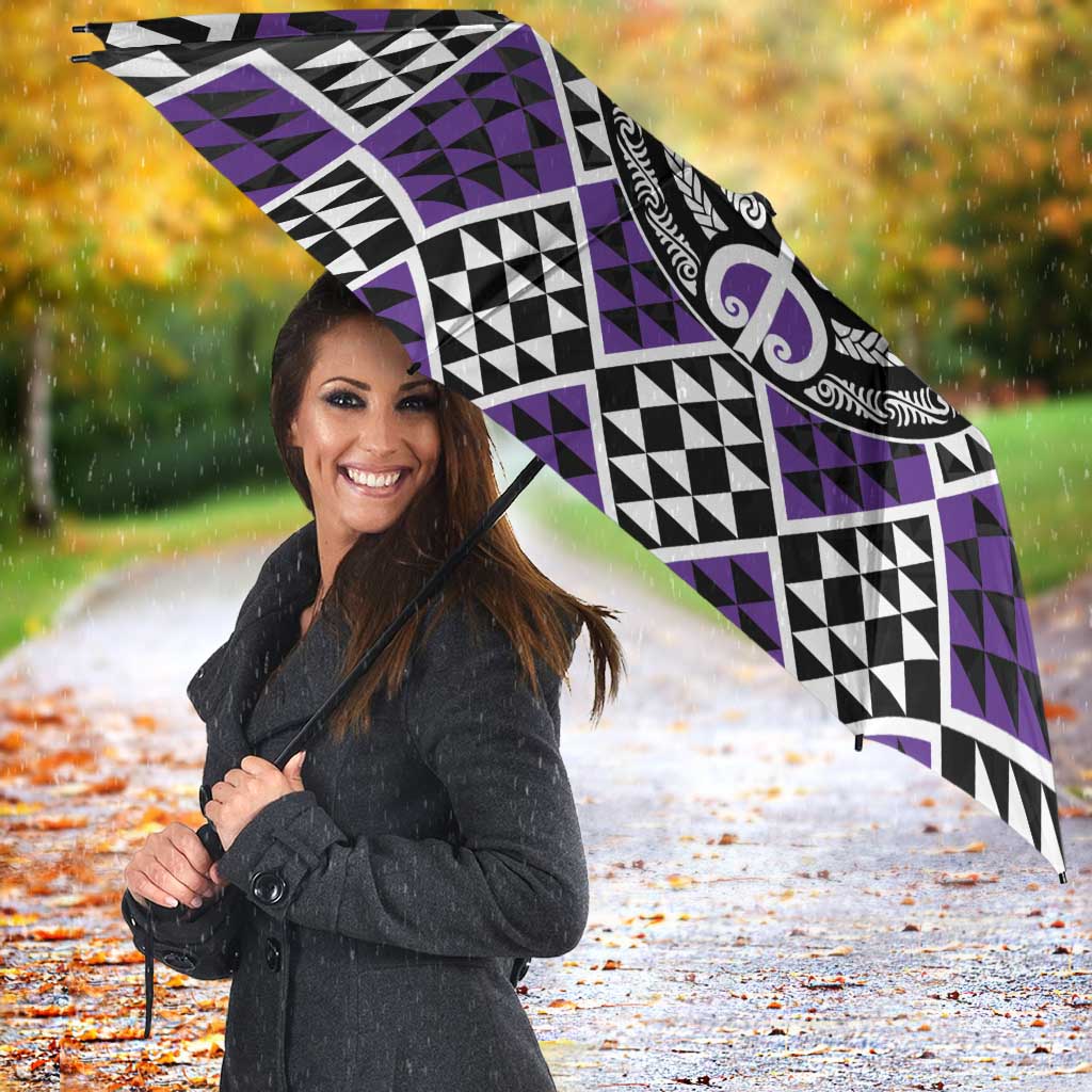 Personalised Aotearoa Niho Taniwha Motif Umbrella Violet Style - Aussie Hoodie