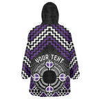 Personalised Aotearoa Niho Taniwha Motif Wearable Blanket Hoodie Violet Style