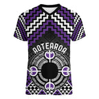 Personalised Aotearoa Niho Taniwha Motif Women V-Neck T-Shirt Violet Style